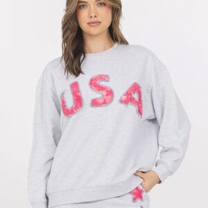 Vintage Havana French Terry Crewneck Sweatshirt with USA Graphic Sz Medium